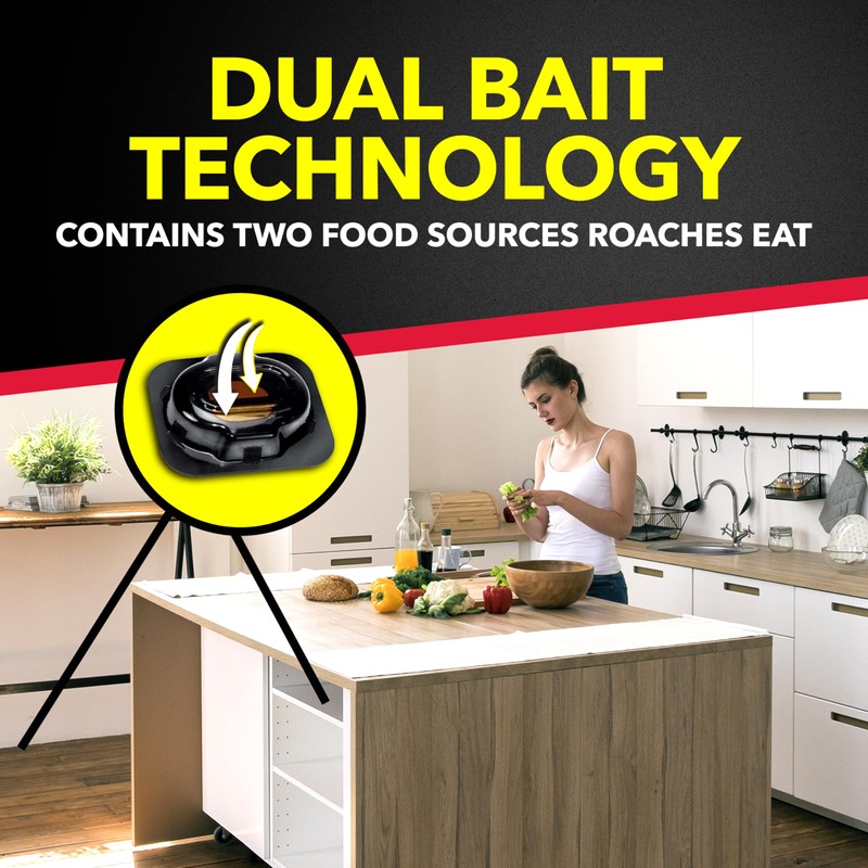 Raid Double Control Small Roach Baits, Child Resistant, For Indoor