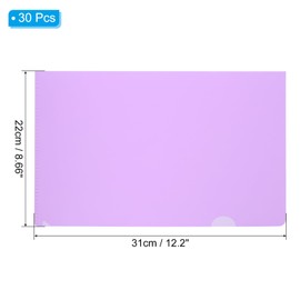 PATIKIL L Type Folders 30 Pack A4 Plastic File Project Pockets Clear Paper Document Jacket Sleeves for Office, Purple