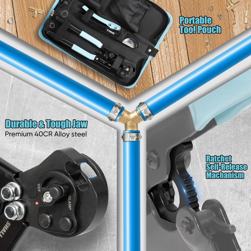 SHALL 2-IN-1 Pex Crimping Clamp Cinch & Remove Tool with