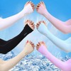 Unisex Summer UV Protection Ice Arm Sleeves with Finger Hole Silk Straight [Simple Packaging]/Black 15ea