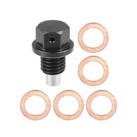 X AUTOHAUX 1 Set M12x1.75 Magnetic Oil Drain Plug with 5 Washer for Car Black