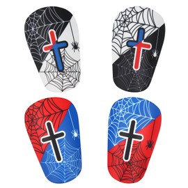 2 Pairs Miniature Spider Web Football Shin Guards, 3.94x2.36in Mini Cross Guard Comfortable Small Youth Soccer Pad Protective Equipment Suitable for Kids Men Women