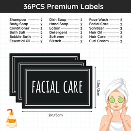 Segbeauty Soap Dispenser Label Stickers Bathroom, Pack of 36 Labels for Soap Dispenser, Stickers for Laundry Room, Stickers for Shampoo, Face Wash and Body Soap (Black, 5 cm x 3 cm)