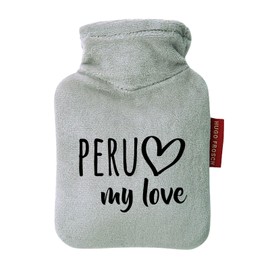 Huuraa Taschenwärmer Peru My Love Geschenk 0,2 Liter Grey Mini Veloursbezug Peru Geschenkidee