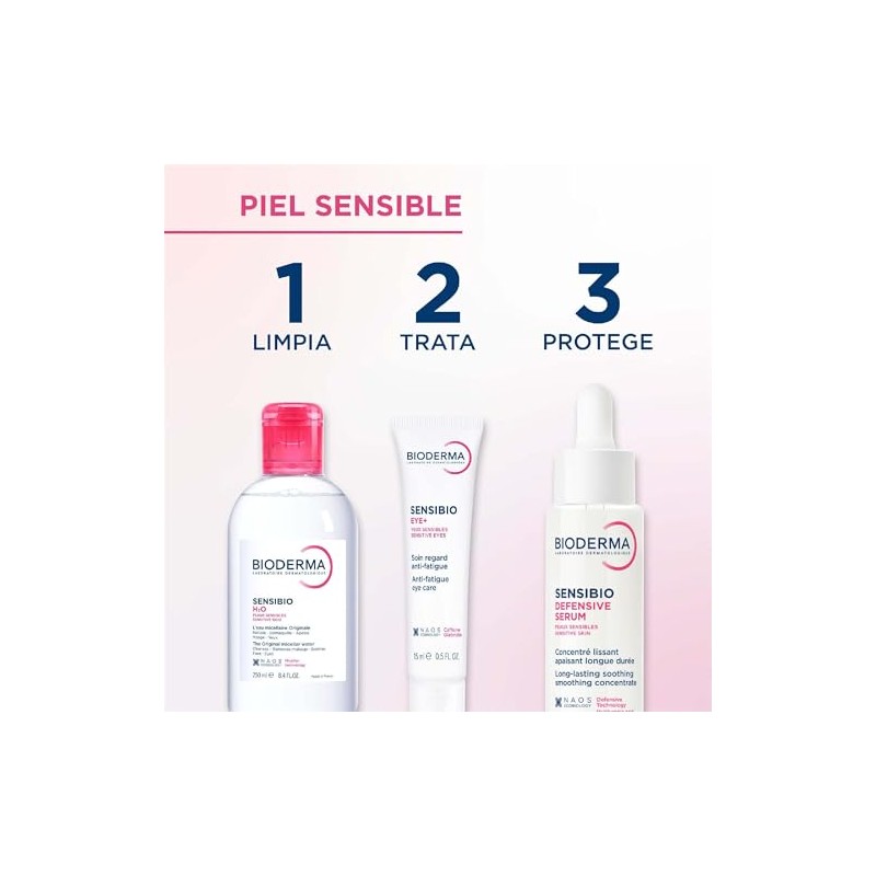 BIODERMA, Agua Micelar, Sensibio H2O, Desmaquillante para Piel Sensible, Calma