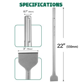 MonkeyKingBar-Heavy Duty SDS MAX Bits Scaling Chisel 22"x3"(550x75mm) - SDS Demolition Hammer Bit for Concrete Breaker, Stone Removal, Brick Chipping