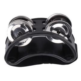Foot Tambourine Foot Shaker Metal Jingle Bell Percussion Musical Instrument with Elastic Nylon Strap (Black)