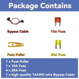 BLARYETI Fuse Adapter TIPM Bypass Cable Fuse Holder 14 AWG Wire with 20A Fuse, Repair Fuel Pump Relay Bypass Cable