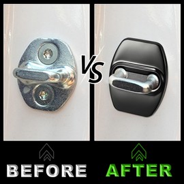 TOMALL 4Pcs Car Door Lock Latches Covers Compatible with Hyundai Sonata Elantra Santa Fe Palisade Tucson Veloster N Genesis Kona/Kona EV Azera Ioniq Stainless Steel Exterior Accessories (Black)