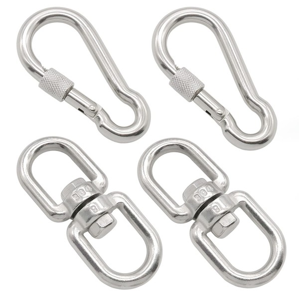 Hamineler 2Pcs M8 304-Stainless Steel Swivel Ring Double Ended Swivel