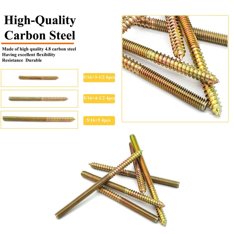 14 Pack 5/16-18" Hanger Bolts 3 Sizes Long Inch Double