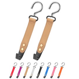 Compuda Purse Hook Holder for Car - 2 Pack Genuine Leather Car Back Seat Handbag Hidden Hanger Headrest Hooks for Purses and Bags (Brown)