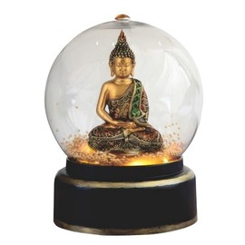 ICE ARMOR 7.5" H Golden Buddha in Air Powered Snow Globe Statue Sculpture Ornament Decoration Home/Room Decor Ideas for Housewarming, Holidays and Birthdays Great Collectible Addition