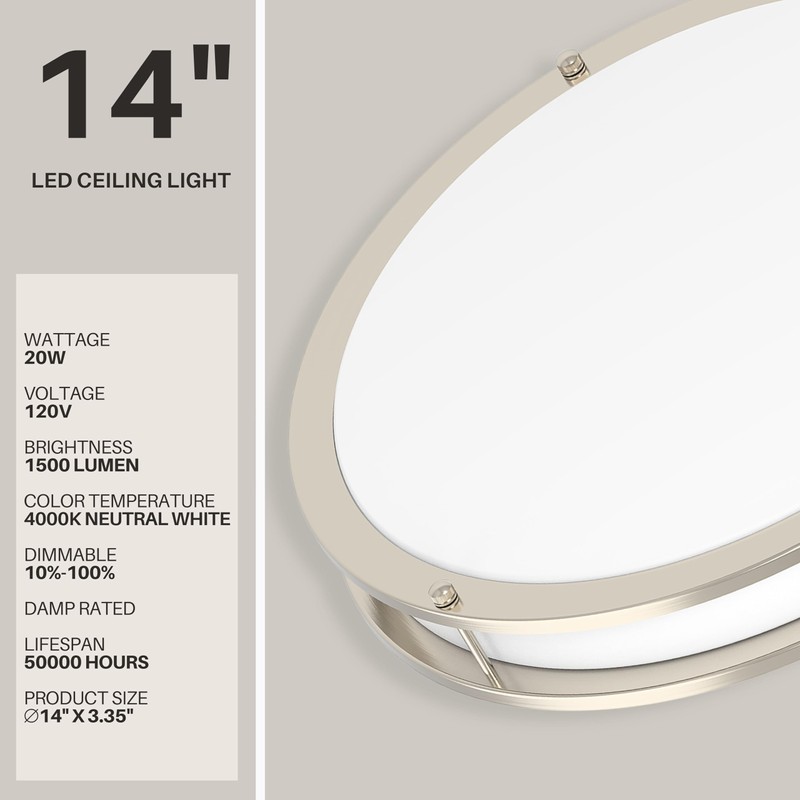 DYMOND LED Ceiling Light Fixture Flush Mount 4000K Natural Daylight
