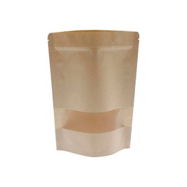 Kraft Paper Zipper Pouches,ULIFESTAR Kraft Stand Up Zip Lock Pouch Bags,100PCS Resealable Bag with Transparent Window and Tear Notch Resealable Bag for Small Business HomeUse