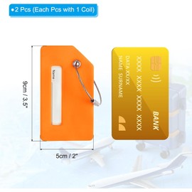 PATIKIL - Etiquetas de equipaje con inicial, 2 piezas de silicona para veliz identificadora, identificador, etiquetas únicas para equipaje con lazo de acero inoxidable, letra D, naranja
