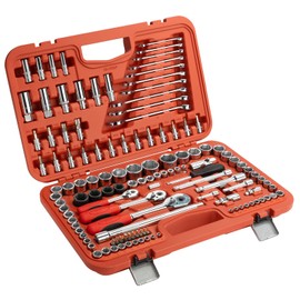Jetech 123PCS Socket Wrench Set | 1/4, 3/8, and 1/2-Inch Drive Ratchets | Metric & SAE Sockets | Includes Impact Sockets, Torx Bits, E-Torx, Combination Wrenches & Adapters