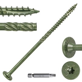 FMhotu 100Pcs Black Star Drive Wood Screws 6 inch - Rust Resistant Timber Deck Screws for Landscaping, Log & Timber Wood - Heavy-Duty Outdoor Fasteners (#14 x 6 Green