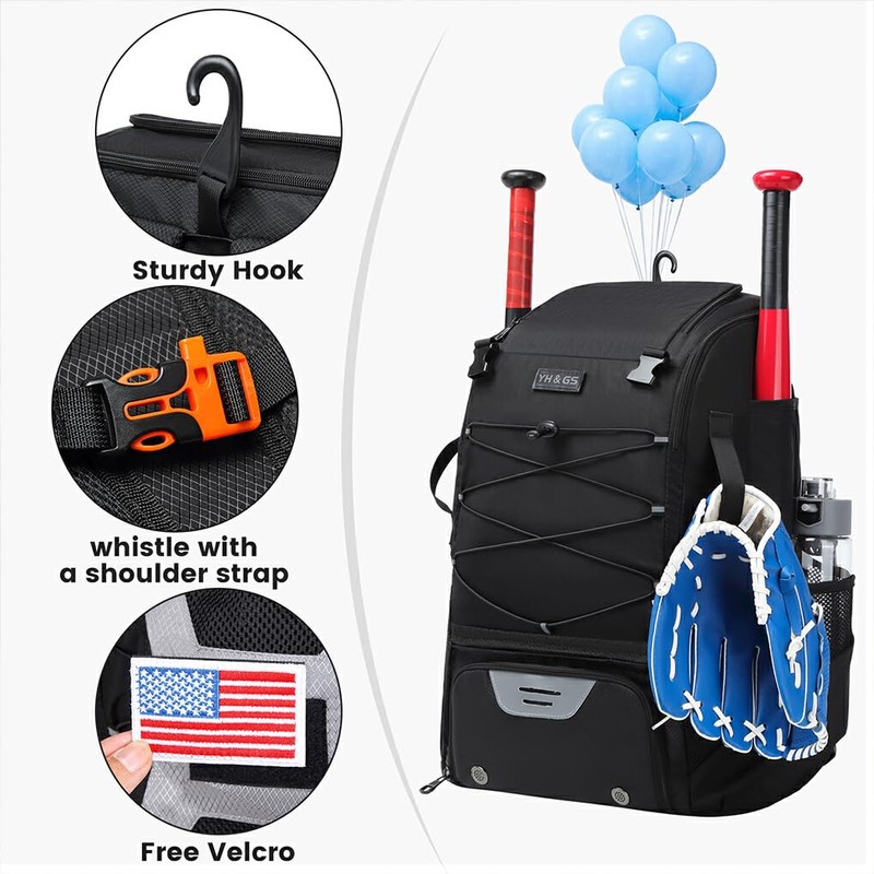 SUIOPPYUW Youth Baseball Bag For Boys 8-12 Large Capacity And