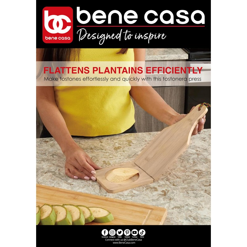 Bene Casa Wood Tostonera for Plantains, Large
