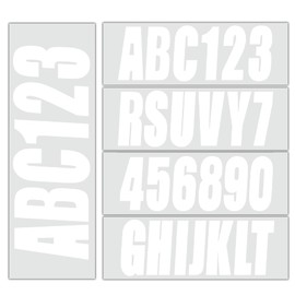 QuickMariner 4 Sets 3" Solid White Alpha-Numeric Registration Numbers and Letters Sticker Decal Kits for Boats & Personal Watercraft