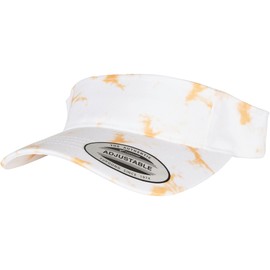 Yupoong Flexfit Unisex Batik Visor Cap with Open Crown & Pre-Curved Shield, Reinforced Front, for Men and Women, Adjustable Velcro Fastening, One Size, Orange/white