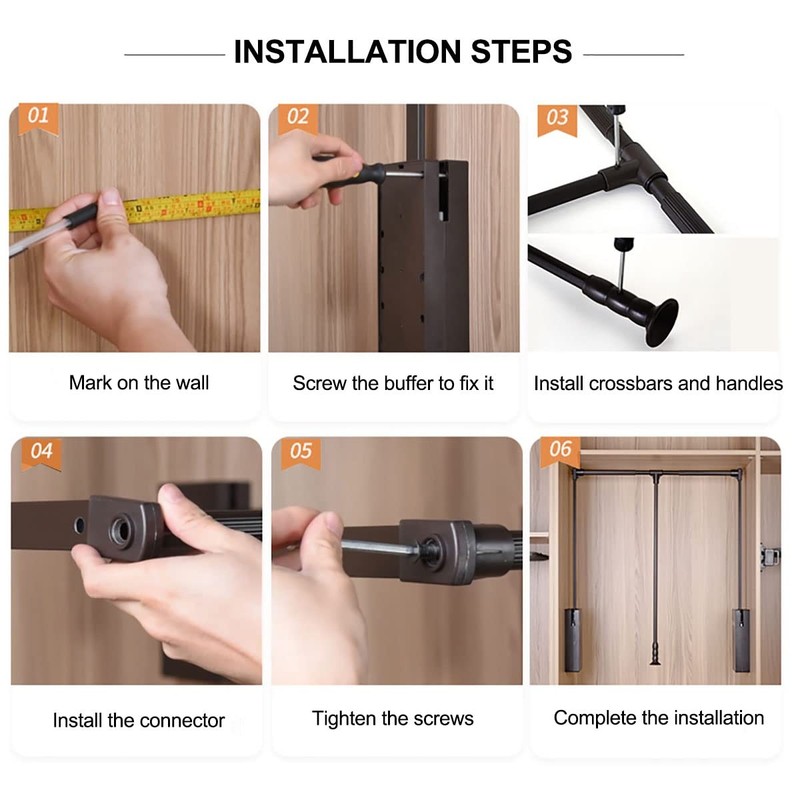 Pull Down Closet Rod for Hanging Clothes, Retractable Wardrobe Hanger