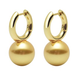 HUGE TOMATO Pearl Dangle Earrings, 16mm Elegant Big Pearl Drop Earrings, 925 Sterling Silver 14K Gold Plated Clasp for Women, Pearl Hoop Earrings for Gift