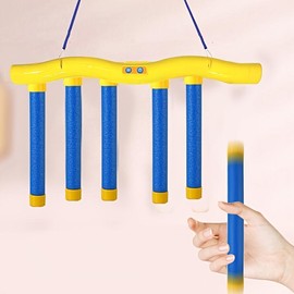 3-Speed Adjustable Children's Reaction Training Baton Catch Game - Improve Hand-Eye Coordination, Reaction Time & Motor Skills, Perfect Birthday Gift - Color: Yellow-6 Stick Regular