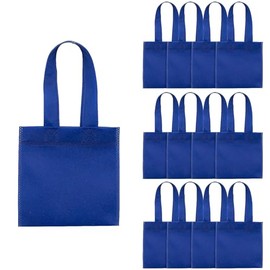 Fun Express 6" x 6" Mini Blue Solid Color Nonwoven Tote Bags - 12 Pieces