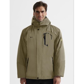 GEMYSE Men's Mountain Waterproof Ski Snow Jacket Winter Windproof Rain Jacket(Timber Wolf,Medium)