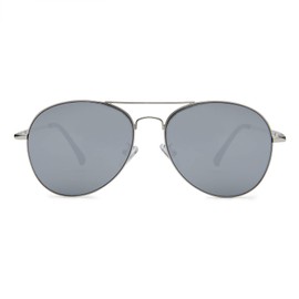 Pro Acme Classic Vintage Aviator Sunglasses UV Protection for Women Men Driving Sun Glasses with Metal Frame and Spring Hinges (Silver Frame | Silver Lens)