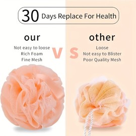 NINFEIQI Set of 4 Loofah Sponge, Soft Shower Pouf, Bath Scrunchies, Ultra Soft Mesh Bath Sponges for Adults Exfoliating, Scrubbing and Cleaning