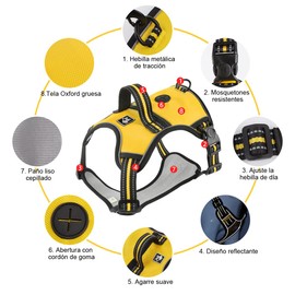 YINTON Pechera para Perro Grande Mediano Chico con Correa 1.5m, Transportadora para Perro para Caminar Reflectante, Arnes para Viajar Entrenar Perros Accesorios (Amarillo,M)
