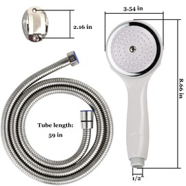 Decohomeforu High Pressure Handheld Shower Head with Stainless Steel Hose(1.5m/5ft), Powerful Water Spray Shower Head against Low Pressure Water Flow, With Hose & Adjustable Mount Shower Bracket