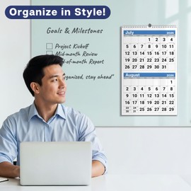Dunwell 2026 2-Month Wall Calendar, Blue, Monthly Hanging Calendar with Large Bold Numbers, Easy to Read, Jan–Dec 2026, 11x17 Open, Ships Folded