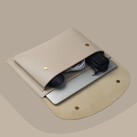 Yesmornsis Leather Laptop Sleeve 14 Inch Compatible with MacBook Pro 14/Surface Laptop 13.5/Alt MacBook Pro/Air 13, Surface Pro 9, Sand Color