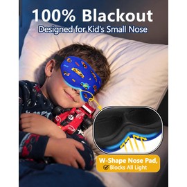 BeeVines Kids 3D Contoured Sleep Mask, Boys Blackout Eye Masks (Racing Car)
