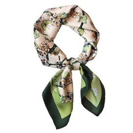 LEEQ Bandana, Women's Headscarf, Mulberry Silk Scarf, Square Satin Headscarf, Graphic Print Silk Scarf, Elegant Neckerchief, Gift for Mother, Suitable for Handkerchief, Neck, Wrist (Green)