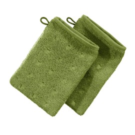 Möve Quadretti Walk Wash Mitt 15 x 20 cm Pack of 2 Green