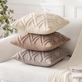 MIULEE Set of 2 Cushion Covers, Decorative Cushions, Wool Cushion Covers, Velvet Fur Cushions, Boho Decorative Cushions, Fluffy Sofa Cushions, Decorative Cushions for Sofa, Bedroom, Living Room, 45 x