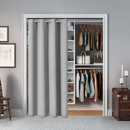 AOSKY Door Curtains for Doorway Privacy, Light Grey Grommet Closet Curtains for Bedroom, Door Window Curtain, Light Blocking Thermal Insulation Drapes for Living Room Set of 1 Panels, 25" W x 80" L