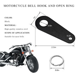 NYTKL Motorcycle Bell Hanger, Guardian Luck Riding Bell Hanger Mount with Split Ring, Metal Keychain Fits for Most Bells (Black)
