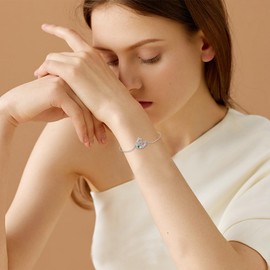 Twoowl May Birthstone Bracelets for Women 925 Sterling Silver Celtic Trinity Moon Bracelet Emerald Bracelet Birthday Jewelry Gifts Birthdays for Mom