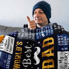 AOWINS Dad Gifts, Gift for Dad, Best Dads Presents from Daughter/Son, Birthday Fathers Day Christmas Thanksgiving Gift Blanket 150×130CM
