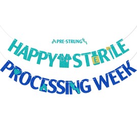 FOZEE Sterile Processing Week Banner, SP Week Party Banner, Happy Sterile Processing Week Sign, Sterile Processing Appreciation Party Decorations, Green and Blue Glitter