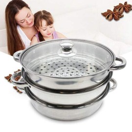 3 Tier Food Steamer Meat Vegetable Cooker Stainless Steel Steam Pot Kitchen Tool