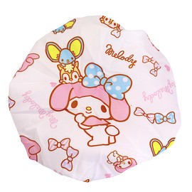 LokDra 9.9 in Adorable Melody Cartoon Shower Cap, Kawaii Cute Kitty Extra Large Double-Layer Waterproof Hair Cap for Women Girls, Perfect for Spa, Salon, All Hair Lengths (White & Pinki)