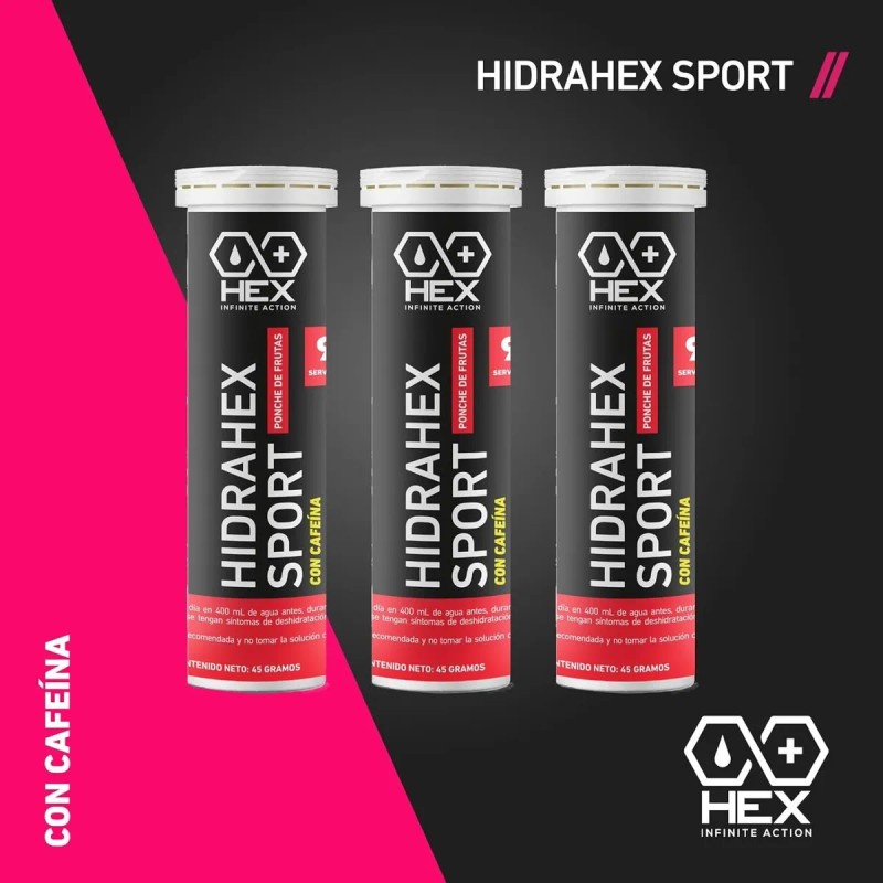 Tabletas Efervescentes Cafeína Hex, Ponche De Frutas 8 Tubos