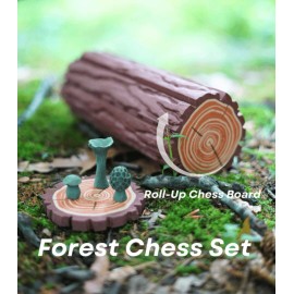 MoonKnight Corner Forest Chess Set - Log and Mushroom Chess Board
